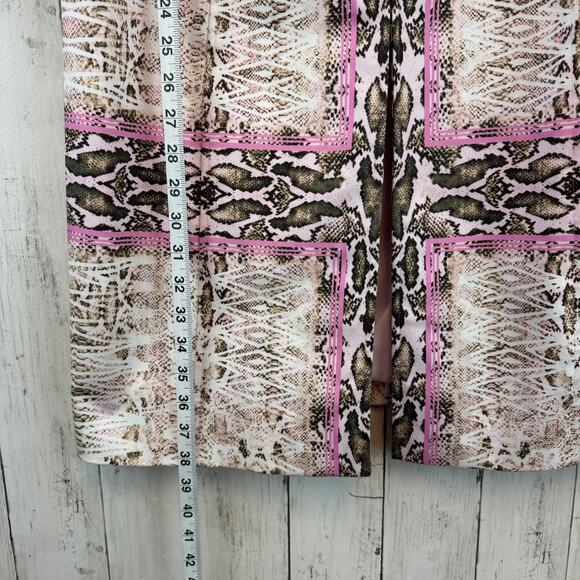 Etcetera Pink Snake Print 3/4 Sleeve Chain Neck Trench Dress Jacket Coat Size 12 - Picture 13 of 14